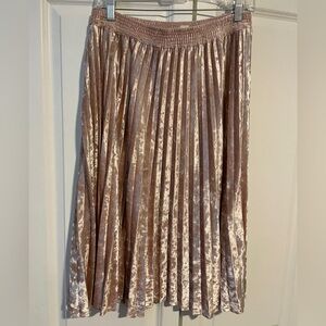 Crushed velvet pink midi skirt